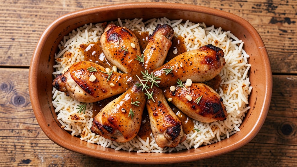 Baked Chicken Legs and Rice Casserole Recipe: Cheesy Crust Meets Fluffy Rice
