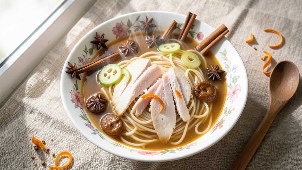 Authentic Chinese Chicken Noodle Soup Recipe: Fragrant Ginger-Star Anise Broth with Slippery Noodles