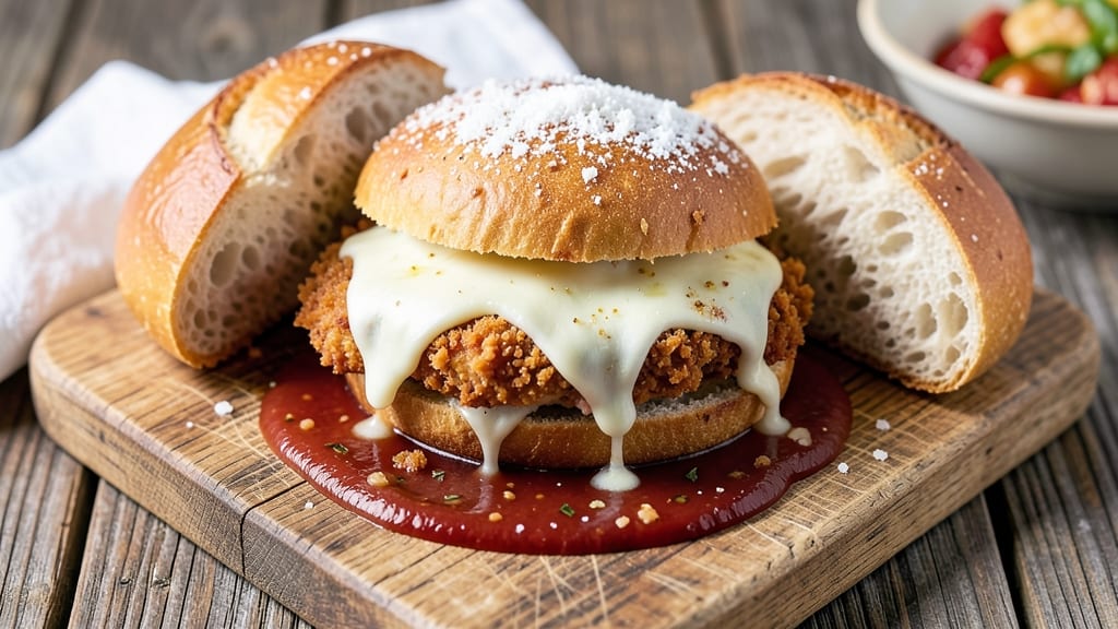 Baked Chicken Parmesan Sandwich Recipe: Triple-Crusted Crunch With Melty Cheese Layers