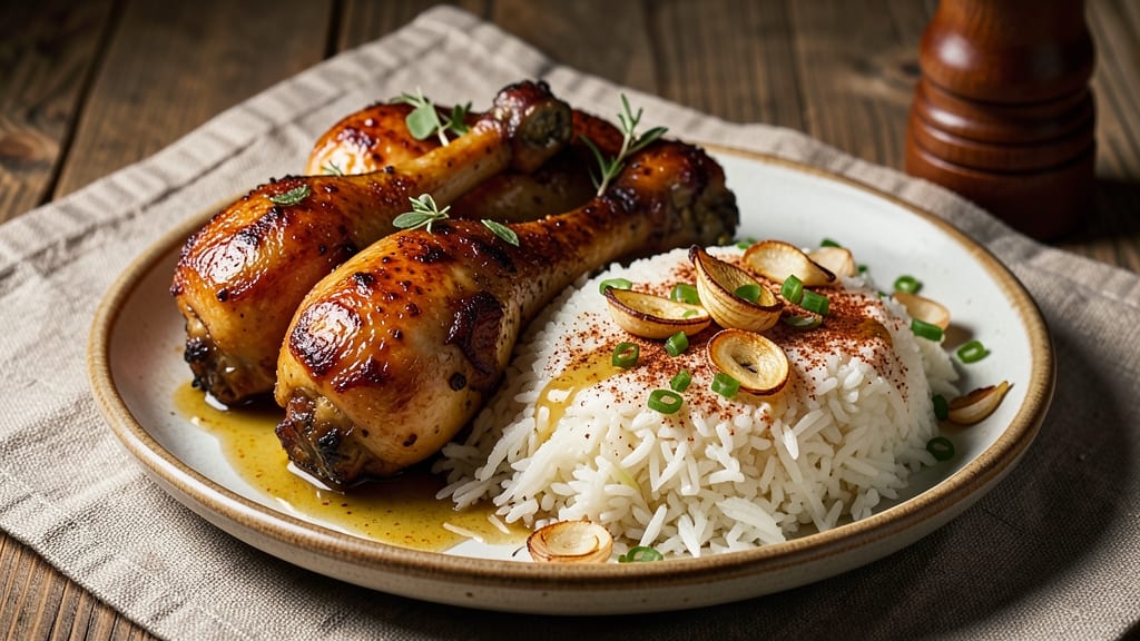 Baked Chicken Legs and Rice Recipe: Crispy-Skinned, Flavor-Packed One-Pan Feast