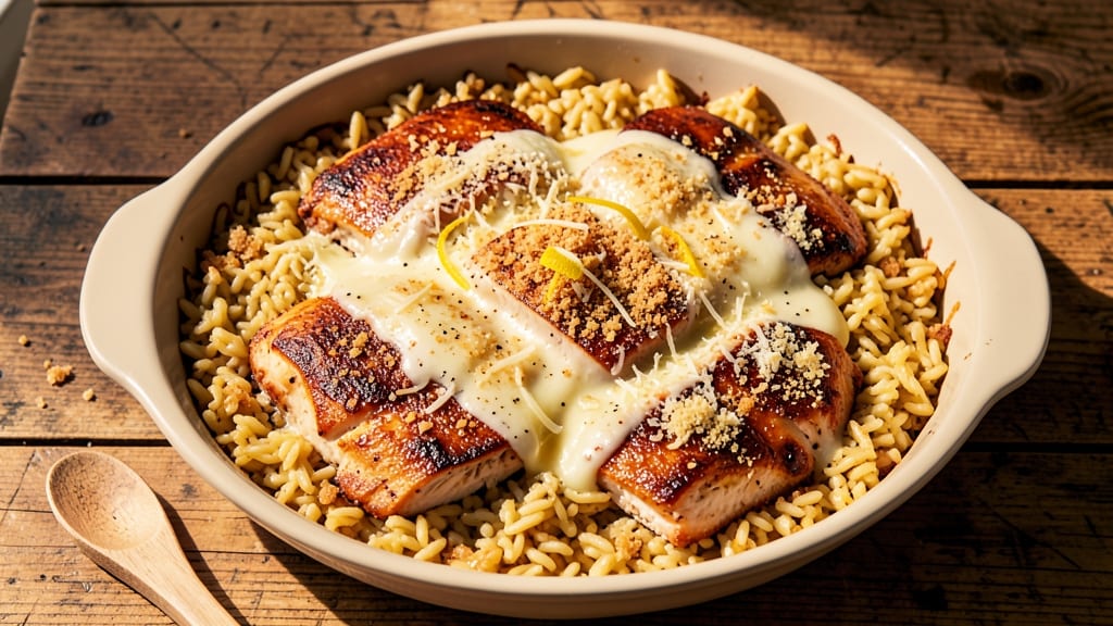 Baked Chicken Orzo Casserole Recipe: One-Pan Cheesy Crisp-Top Magic