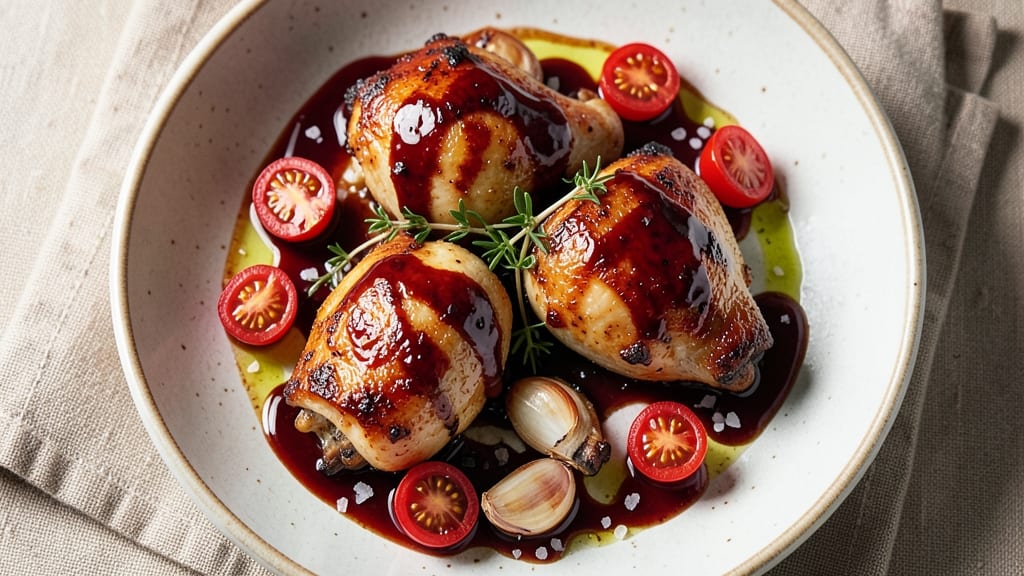 Balsamic Chicken Thighs With Burst Tomatoes Recipe: Sweet-Tangy Glaze and Juicy Explosion