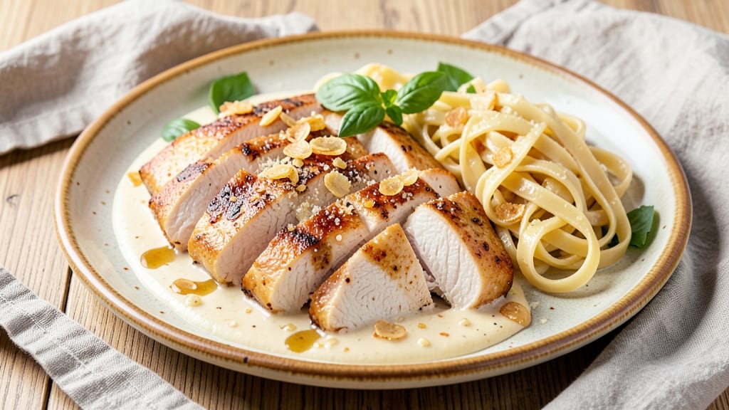 Baked Creamy Chicken Alfredo Recipe: Crispy Parmesan Crust Meets Silky Pasta