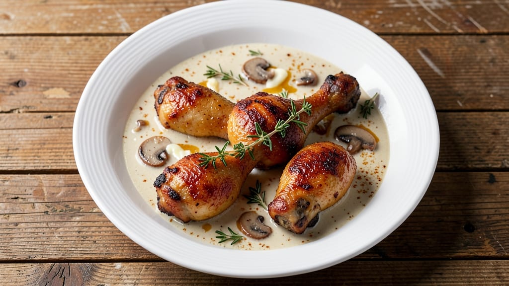 Baked Chicken Drumsticks With Cream of Mushroom Soup Recipe: Creamy Mushroom Encrusted Crispy Skin