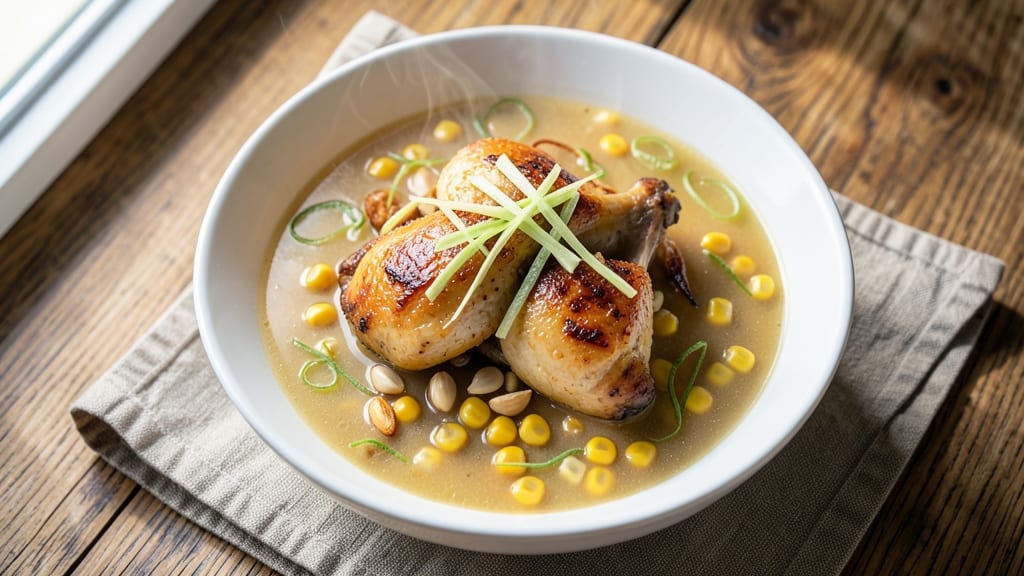 Asian Chicken and Corn Soup Recipe: Fragrant Ginger-Lime Broth with Silky Dumplings