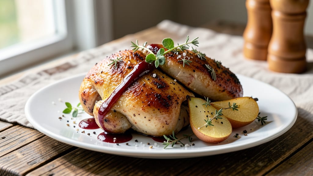 Baked Chicken and Pears Recipe: Sweet-Savory Roast With Caramelized Glaze