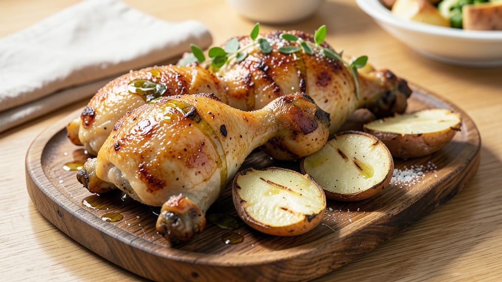 Baked Chicken Legs and Potatoes Recipe: Crispy Skin, Fluffy Spuds in One Pan