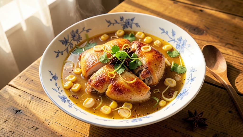 Authentic Chinese Chicken and Sweetcorn Soup Recipe: Fragrant Ginger-Scallion Broth with Silky Dumplings