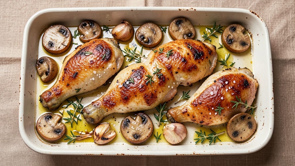 Jamie Oliver's Chicken and Mushroom Tray Bake Recipe: One-Pan Herb-Infused Harmony
